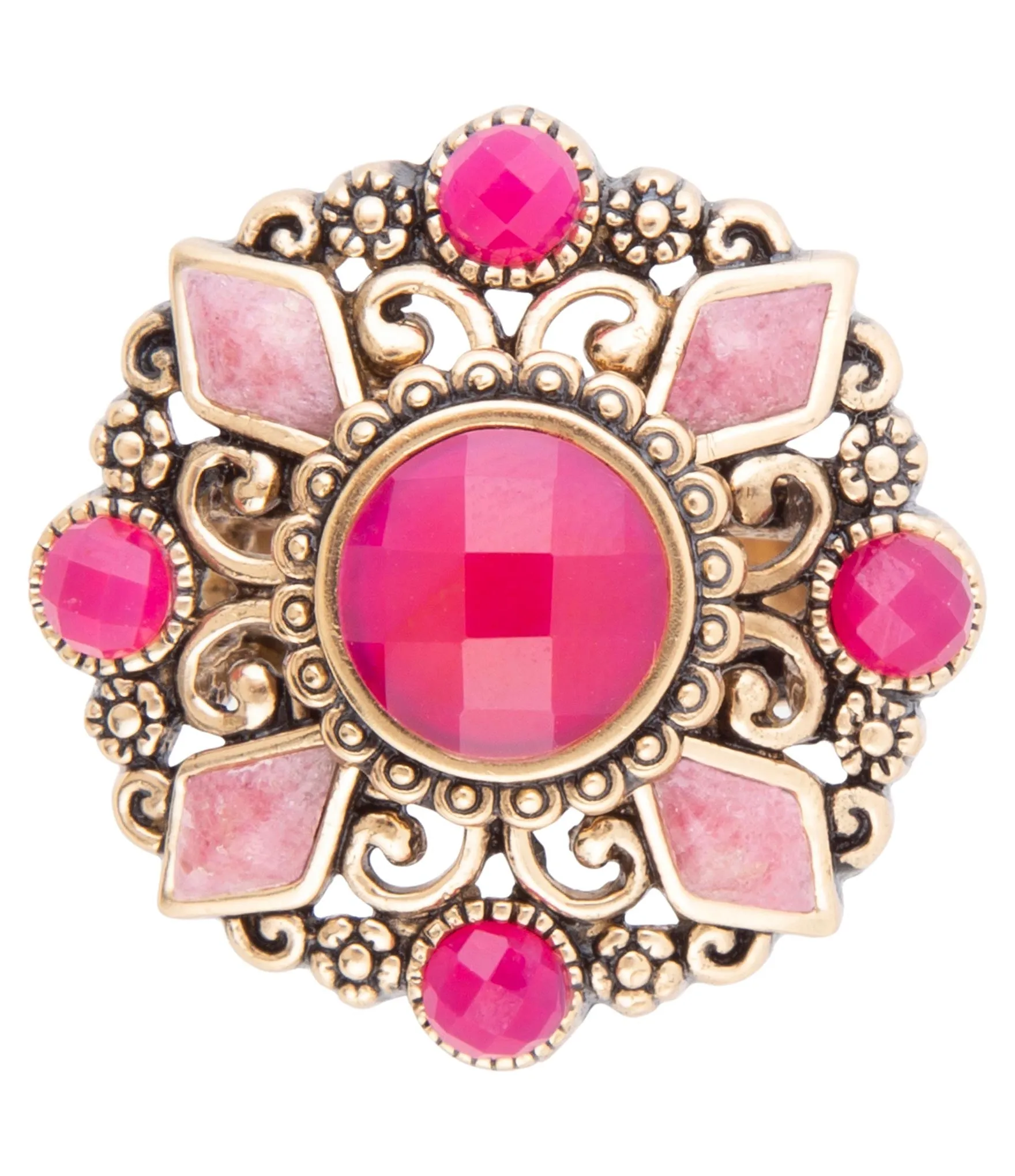 Embellished Pink Quartz Golden Statement Ring sold by Barse product image thumbnail 3