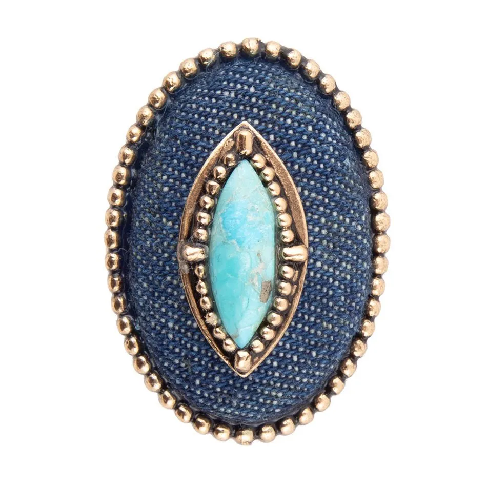 Stacked Blue Turquoise and Denim Golden Statement Ring sold by Barse product image thumbnail 4