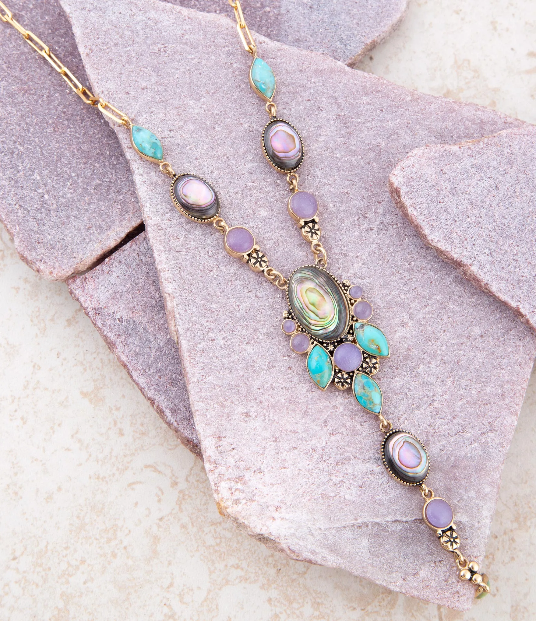 Regalia Blue Abalone Golden Y Necklace sold by Barse product image thumbnail 2