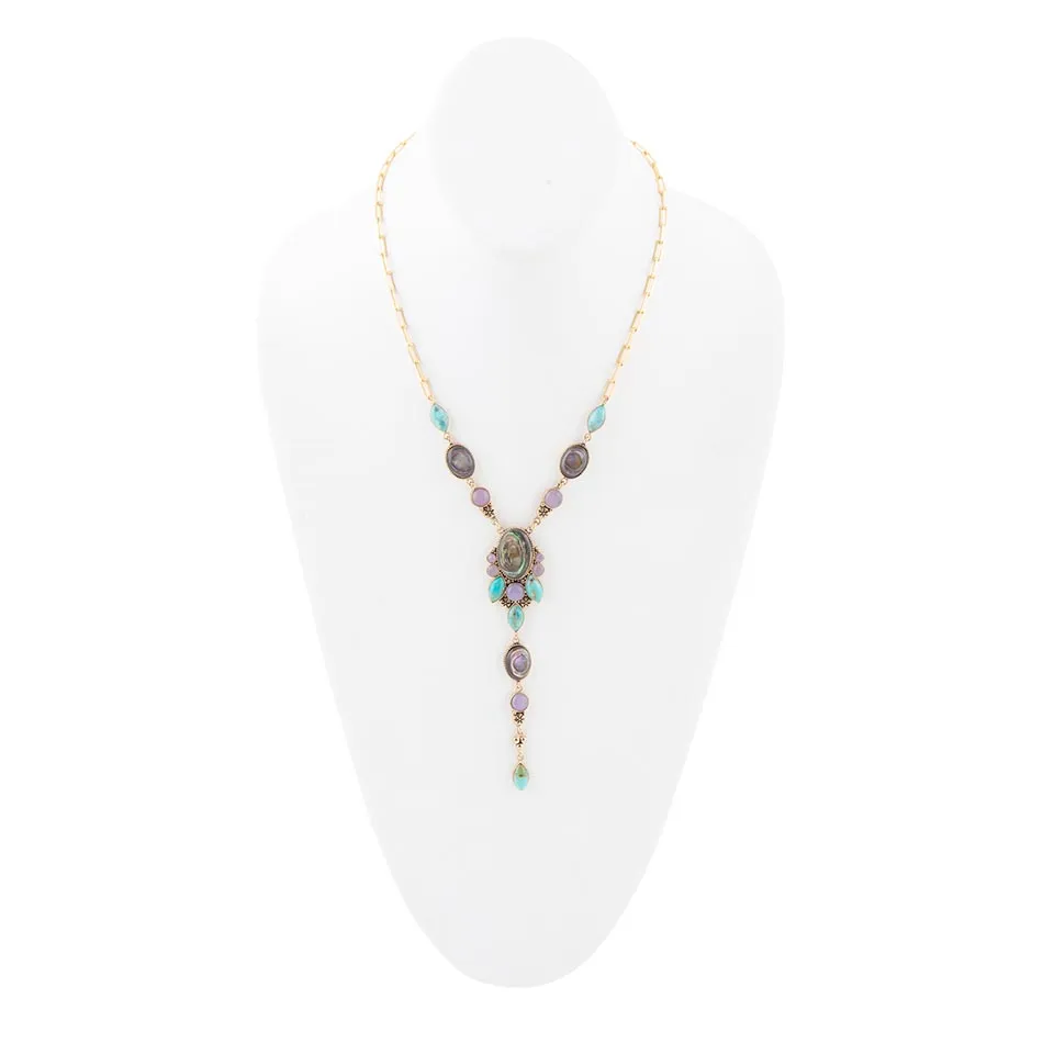 Regalia Blue Abalone Golden Y Necklace sold by Barse product image thumbnail 3