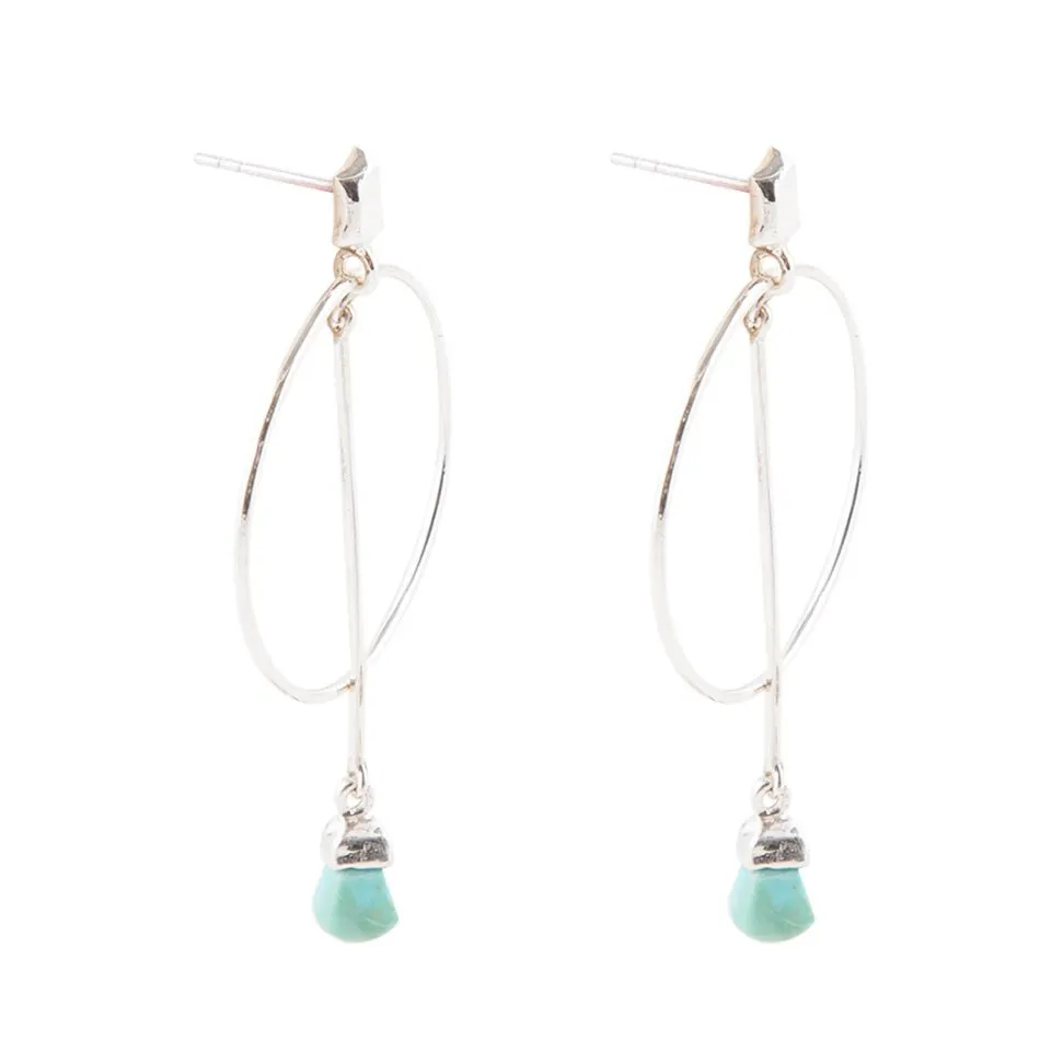 Sterling Silver and Blue Turquoise Drop a Line Earrings sold by Barse product image thumbnail 3