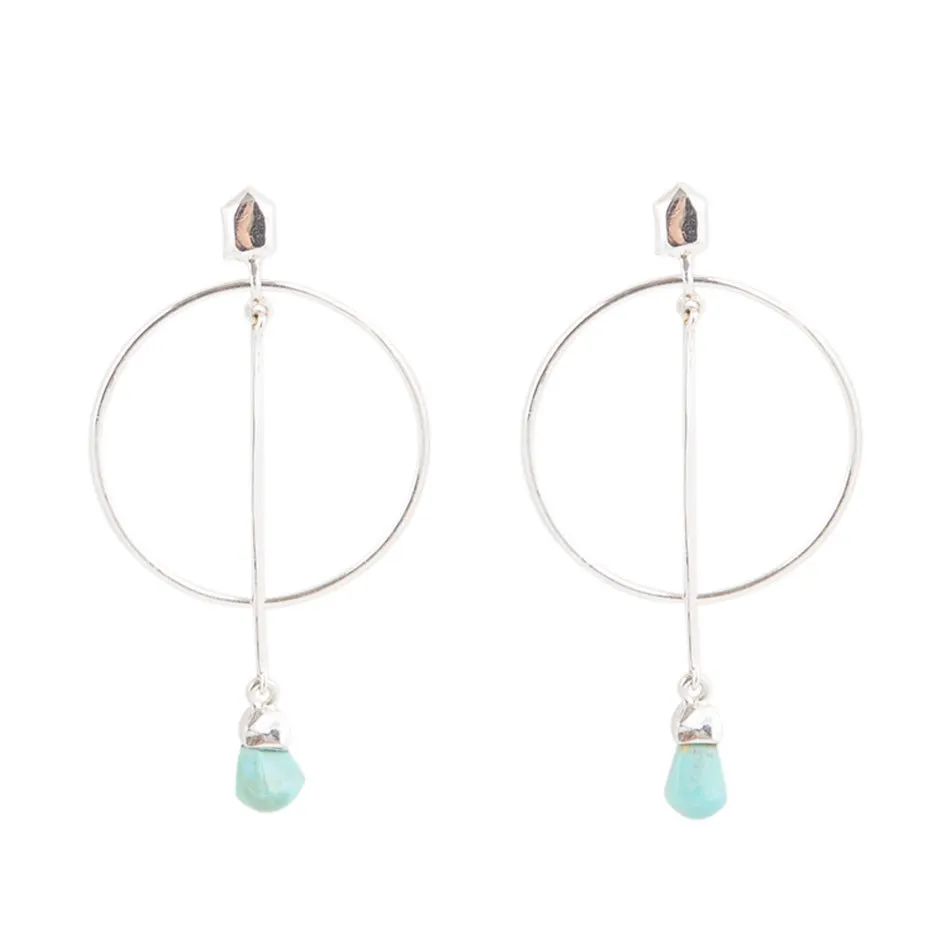 Sterling Silver and Blue Turquoise Drop a Line Earrings sold by Barse