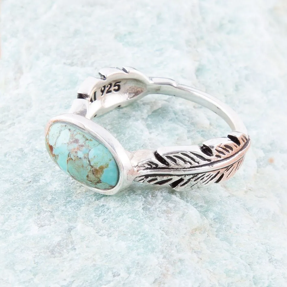 Feather Sterling Silver and Blue Turquoise Ring sold by Barse product image thumbnail 2