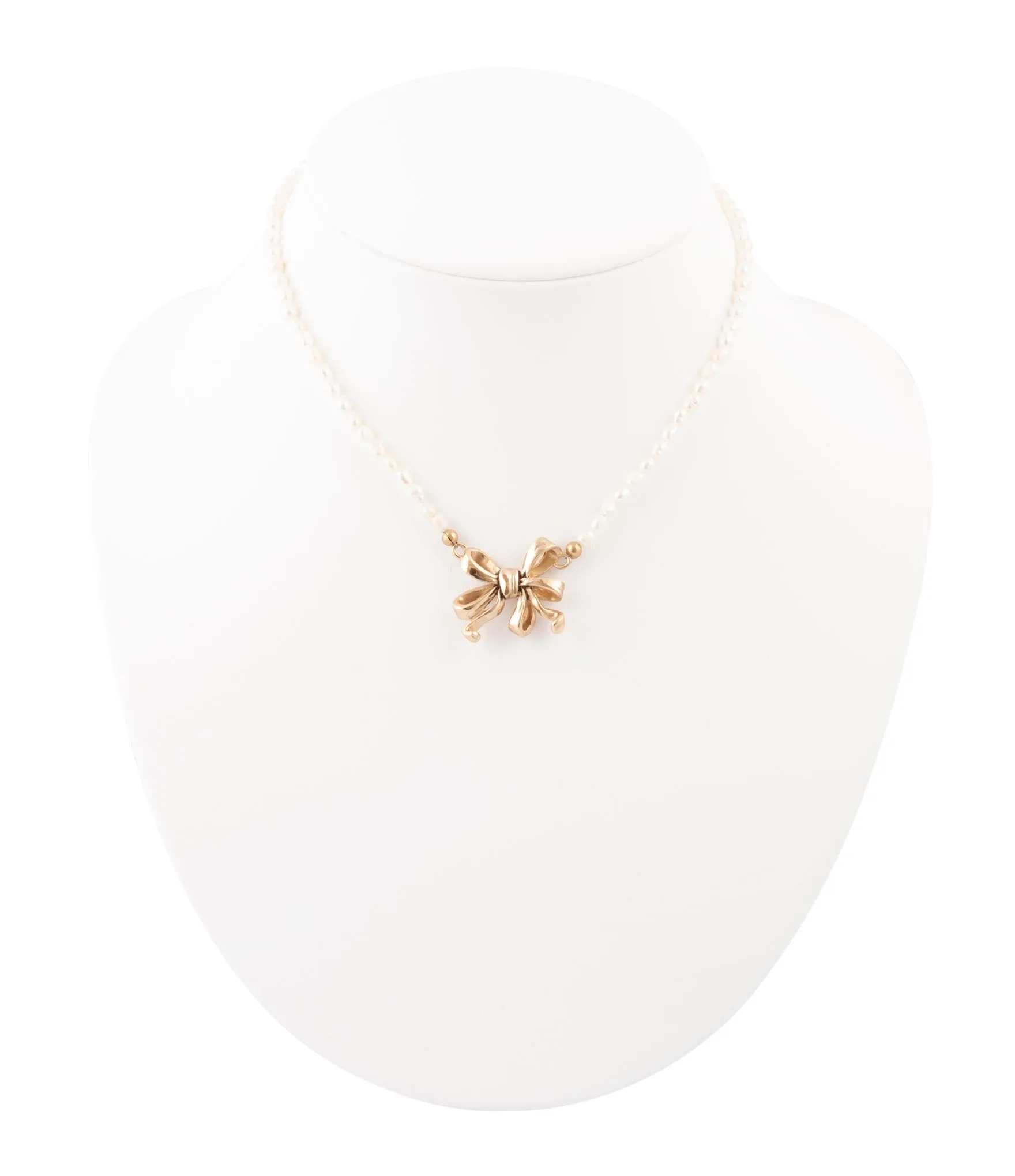 Gifted Freshwater White Pearl Golden Bow Pendant Necklace sold by Barse product image thumbnail 3
