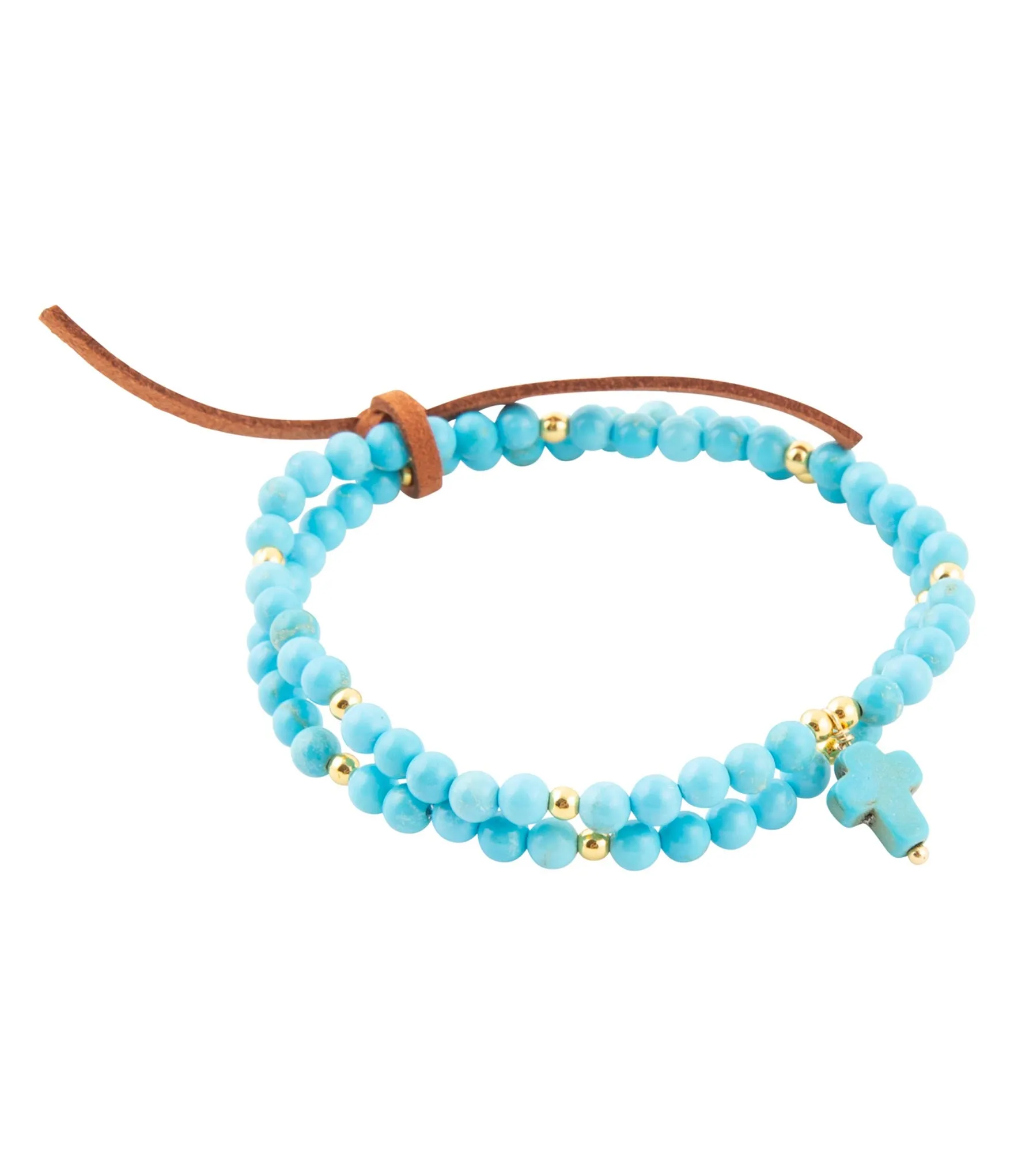 Blue Magnesite Golden Charm Stretch Bracelet Set sold by Barse