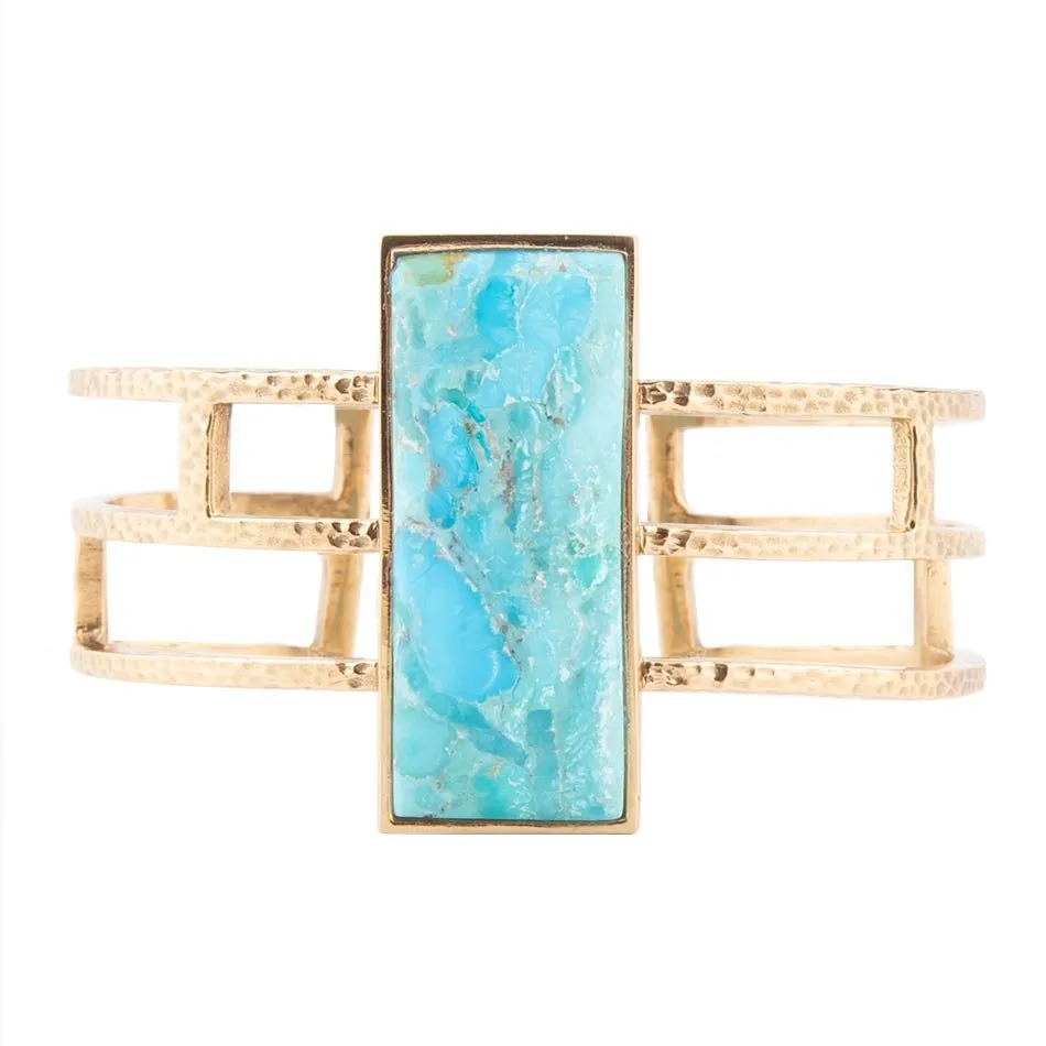 Willa Blue Turquoise Golden Cuff Bracelet sold by Barse product image thumbnail 4