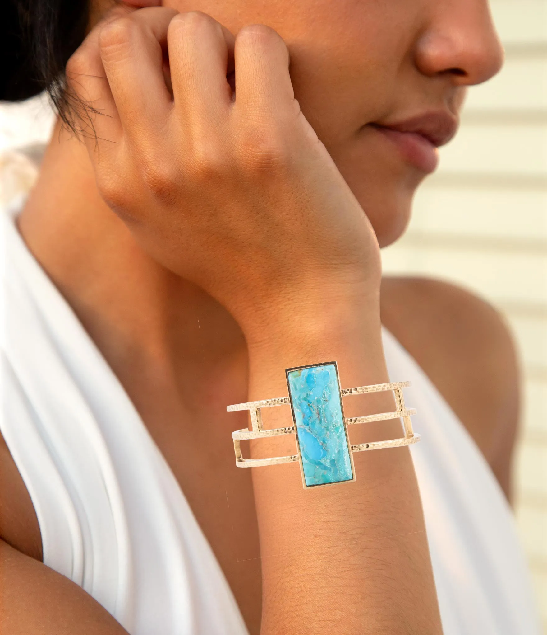 Willa Blue Turquoise Golden Cuff Bracelet sold by Barse product image thumbnail 2