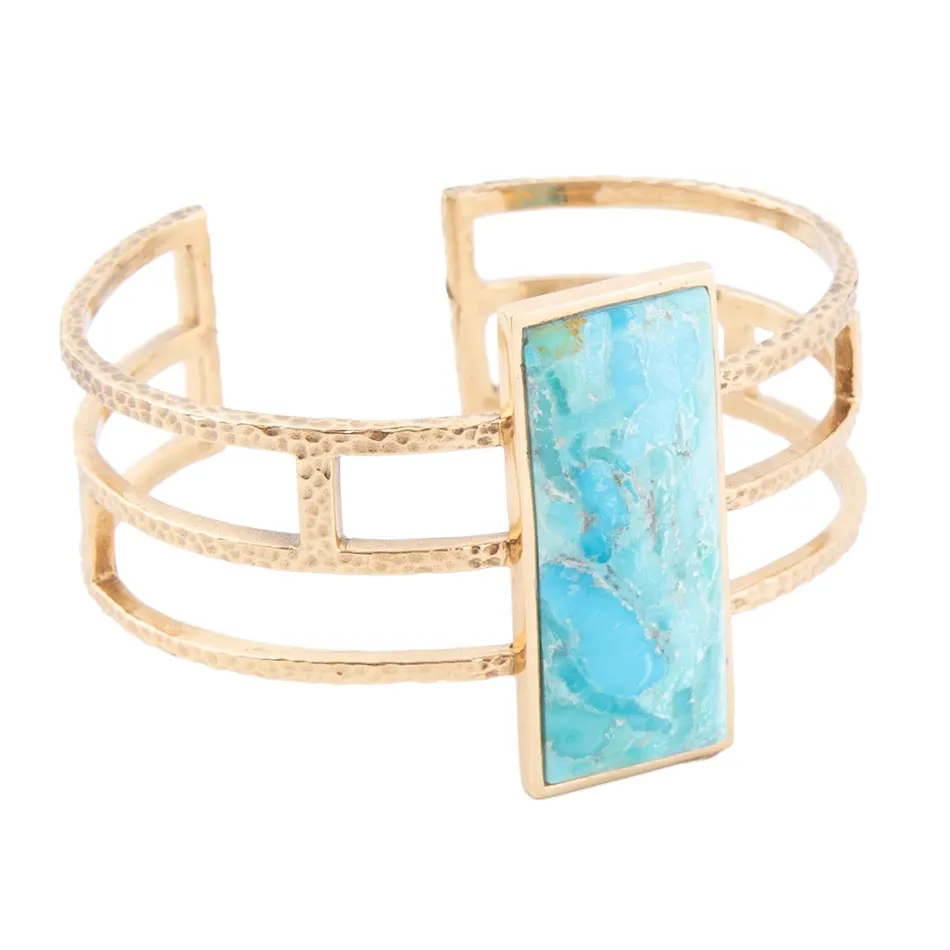 Willa Blue Turquoise Golden Cuff Bracelet sold by Barse
