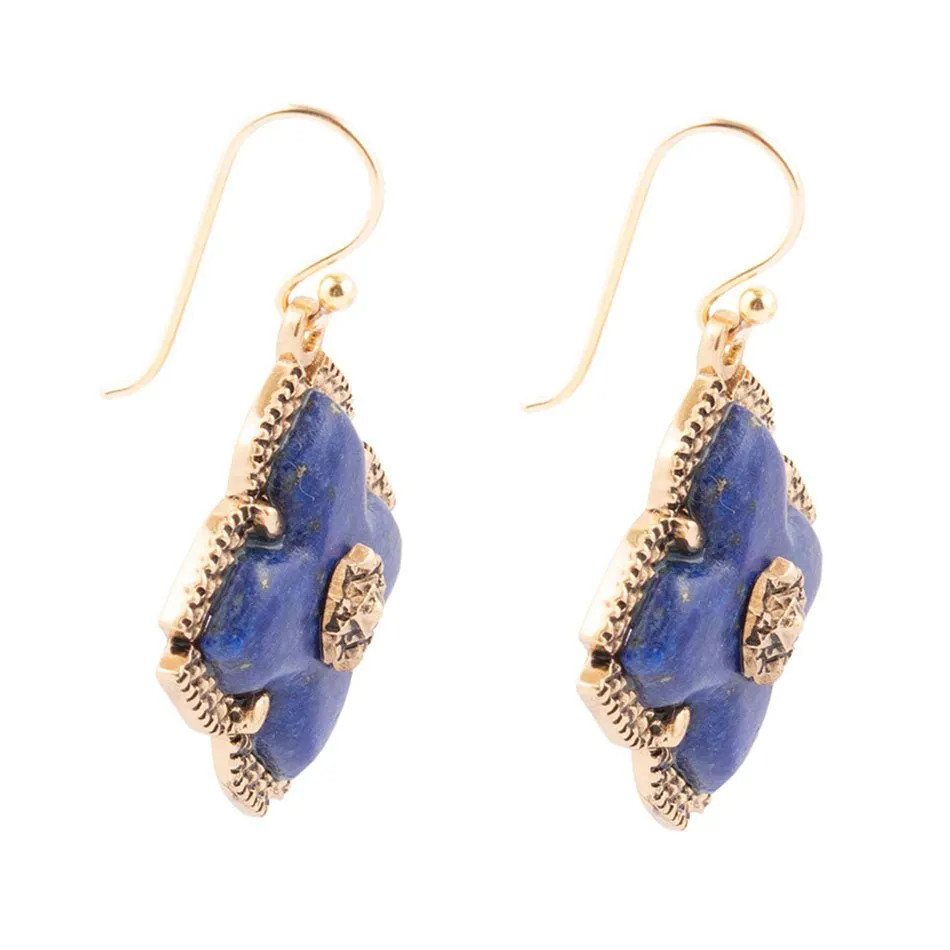 Blue Lapis Maltese Golden Cross Drop Earrings sold by Barse product image thumbnail 4