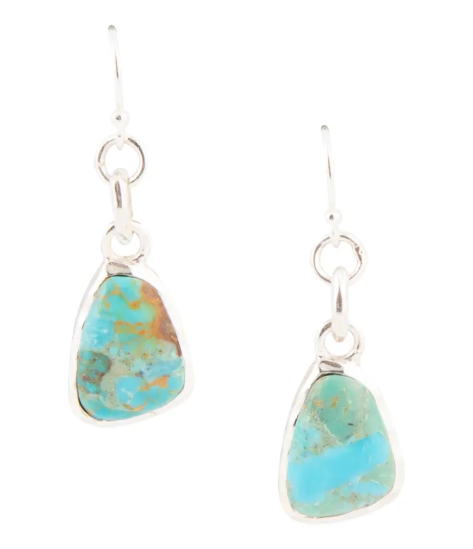 Blue Turquoise and Sterling Silver Drop Earrings sold by Barse