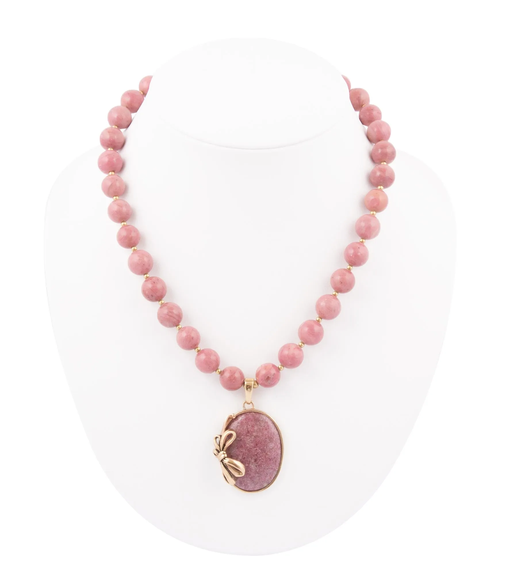 Gifted Pink Rhodonite Gold Bow Beaded Pendant Necklace sold by Barse product image thumbnail 3