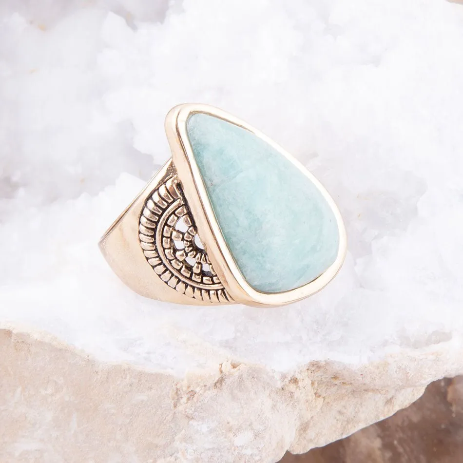 Sunset Blue Amazonite and Golden Ring sold by Barse product image thumbnail 2