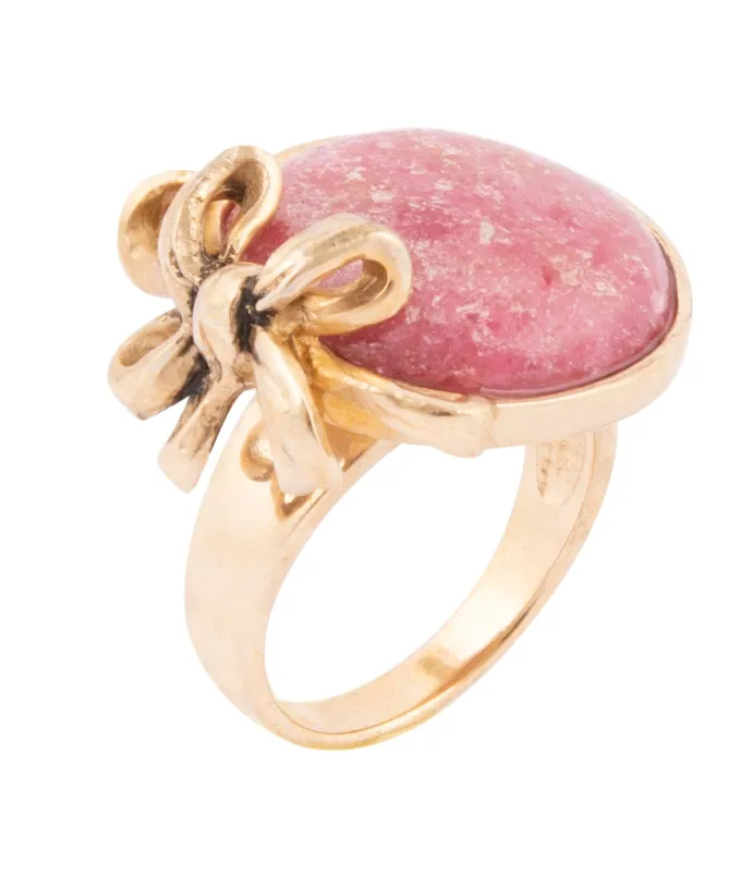 Gifted Pink Rhodonite Golden Bow Ring sold by Barse