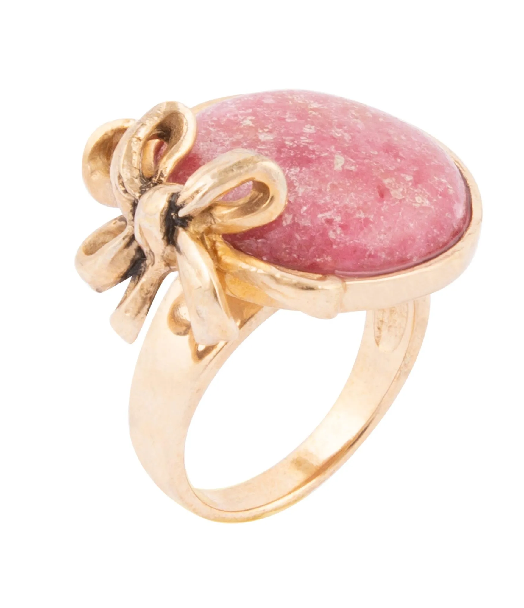 Gifted Pink Rhodonite Golden Bow Ring sold by Barse