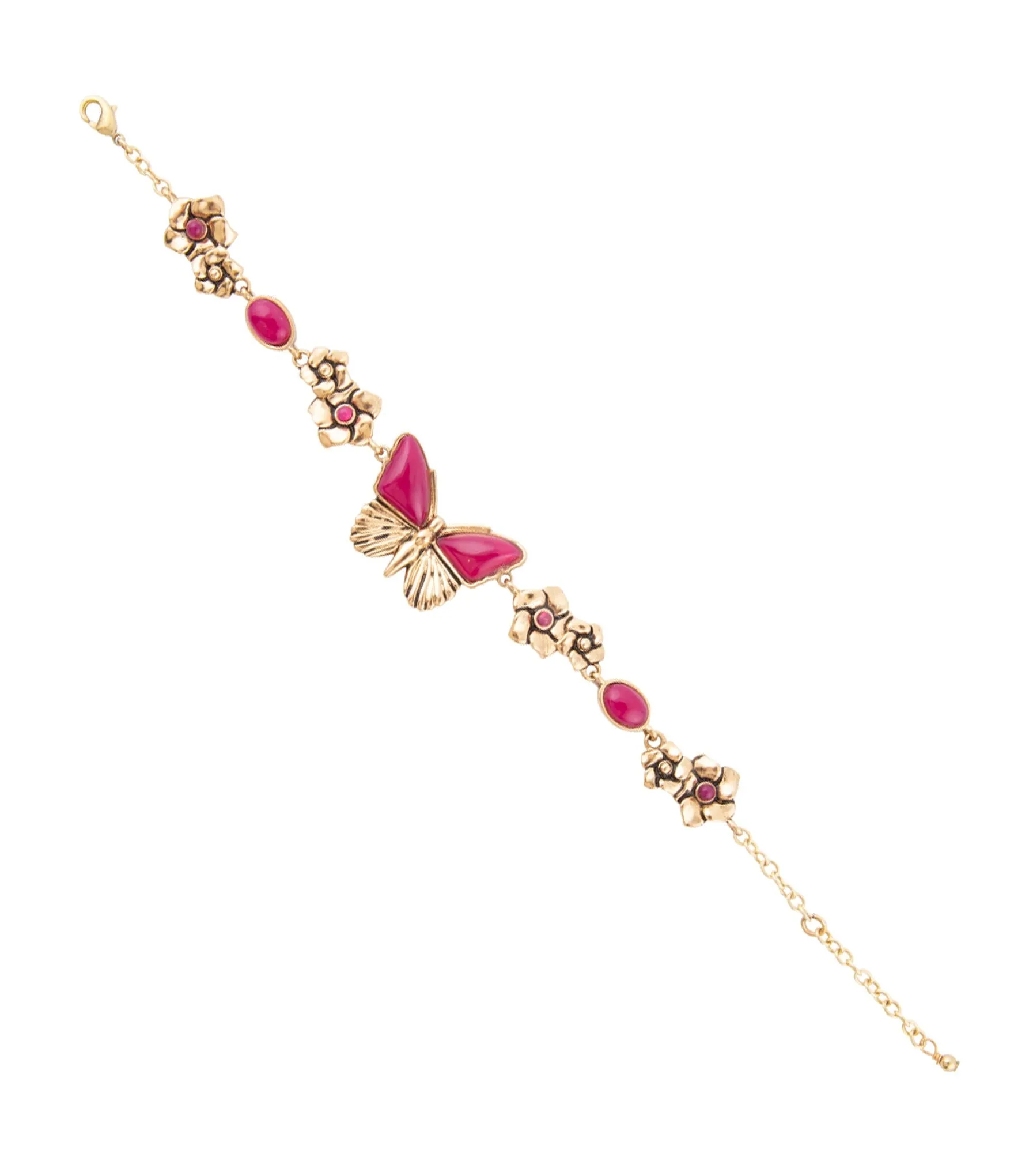 Pink Fuchsia Agate Golden Butterflies Adjustable Bracelet sold by Barse product image thumbnail 4