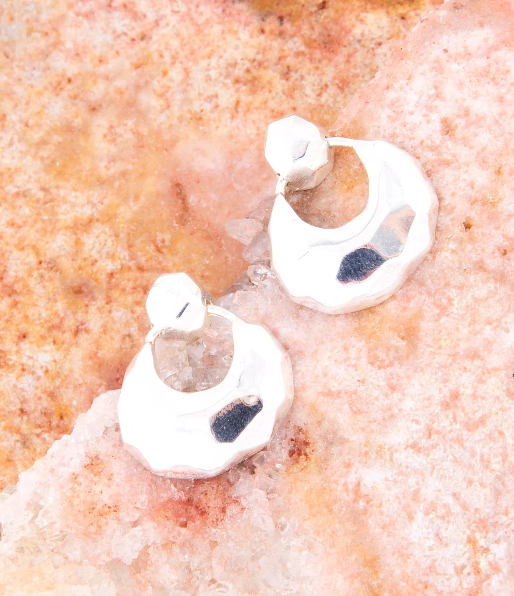 Faceted Sterling Silver Doorknocker Post Earrings sold by Barse product image thumbnail 3