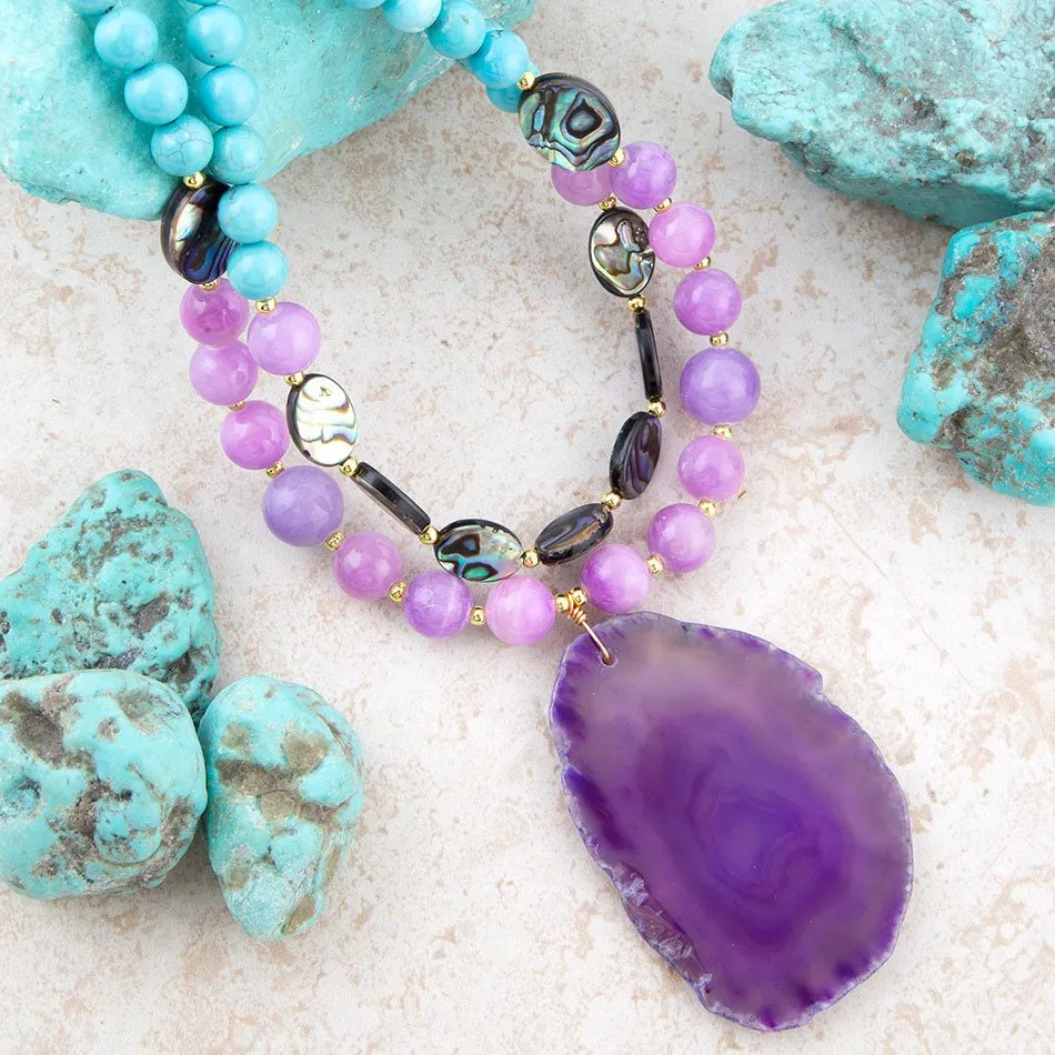 Aruba Purple Jade Statement Pendant Necklace sold by Barse product image thumbnail 2