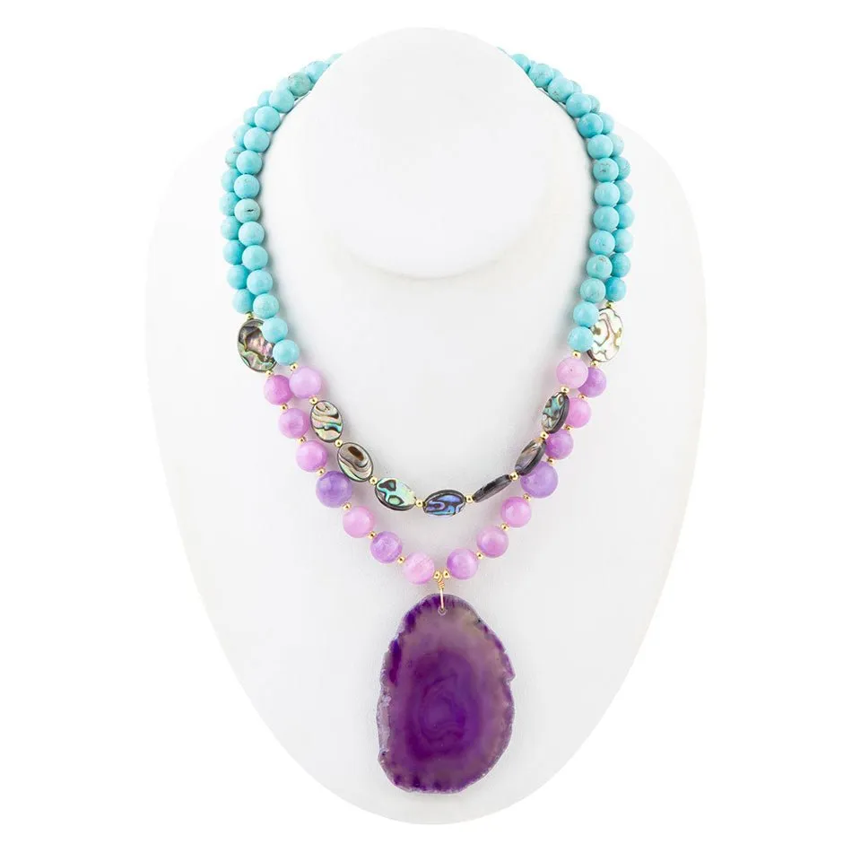 Aruba Purple Jade Statement Pendant Necklace sold by Barse product image thumbnail 4