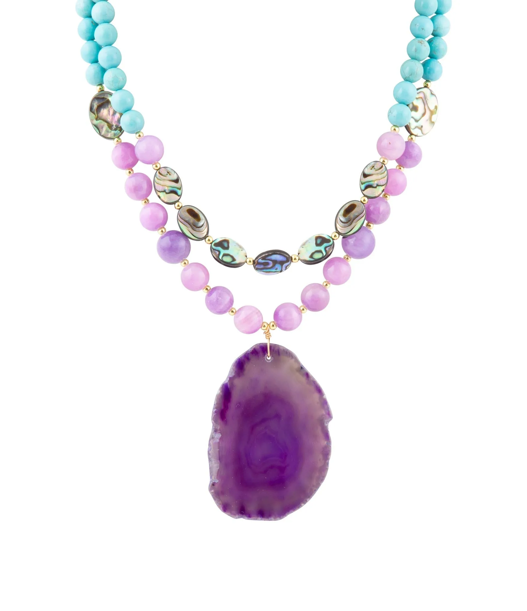 Aruba Purple Jade Statement Pendant Necklace sold by Barse