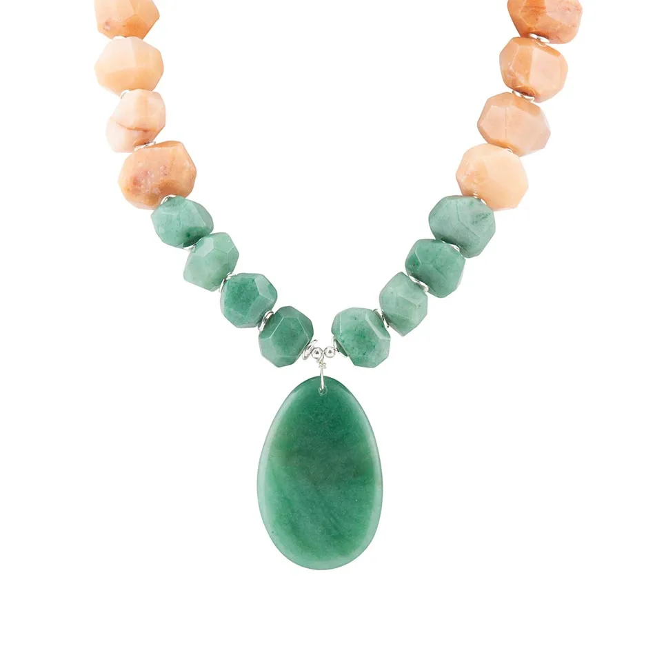 Green Aventurine Bold Pendant Necklace sold by Barse