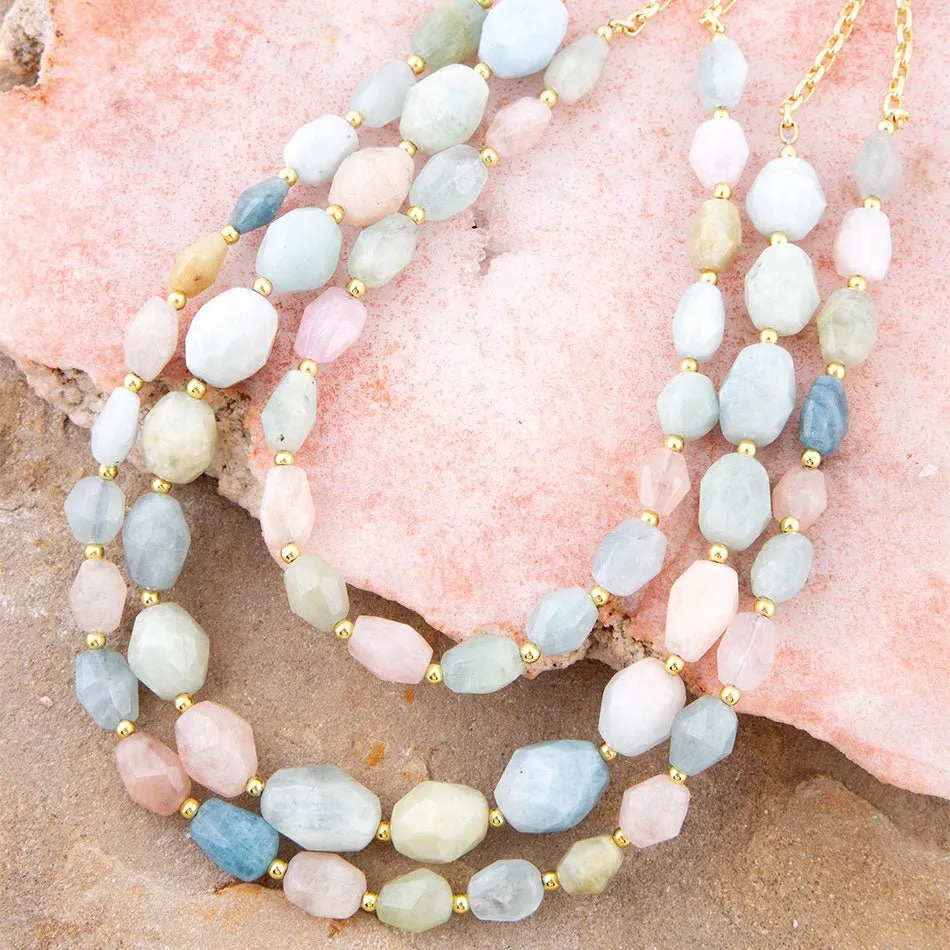 Mixed Morganite Pastel Statement Strand Necklace sold by Barse product image thumbnail 2