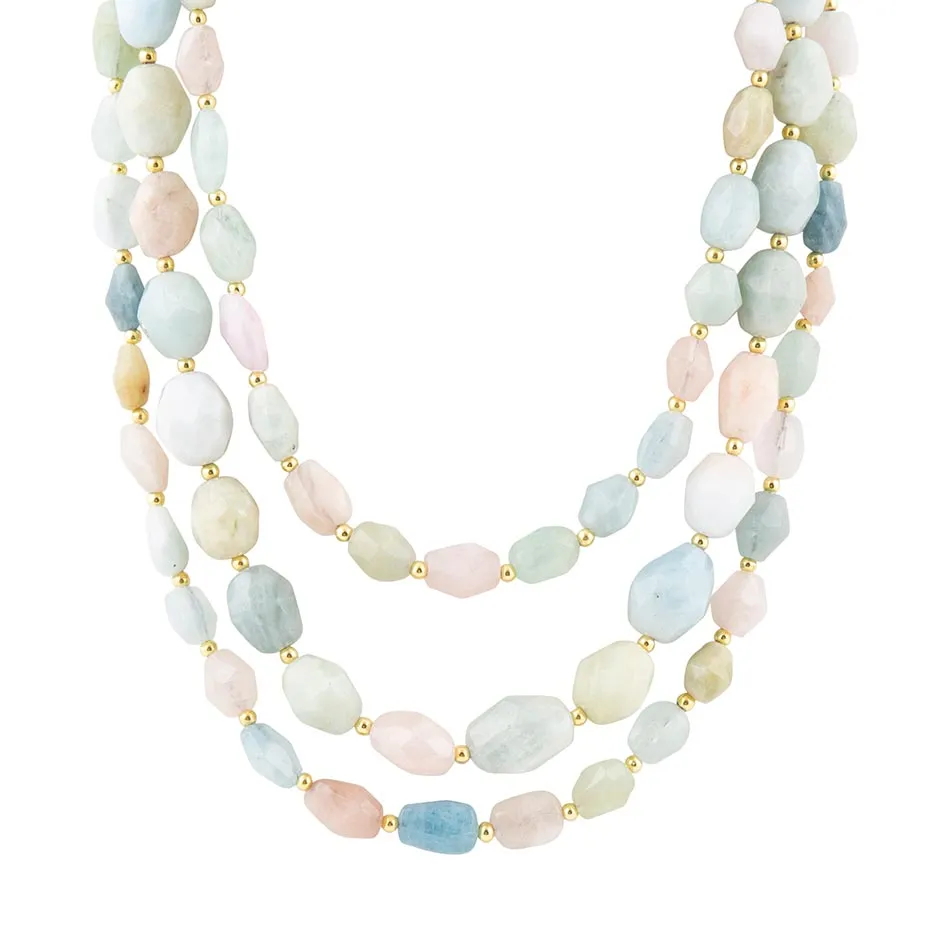 Mixed Morganite Pastel Statement Strand Necklace sold by Barse