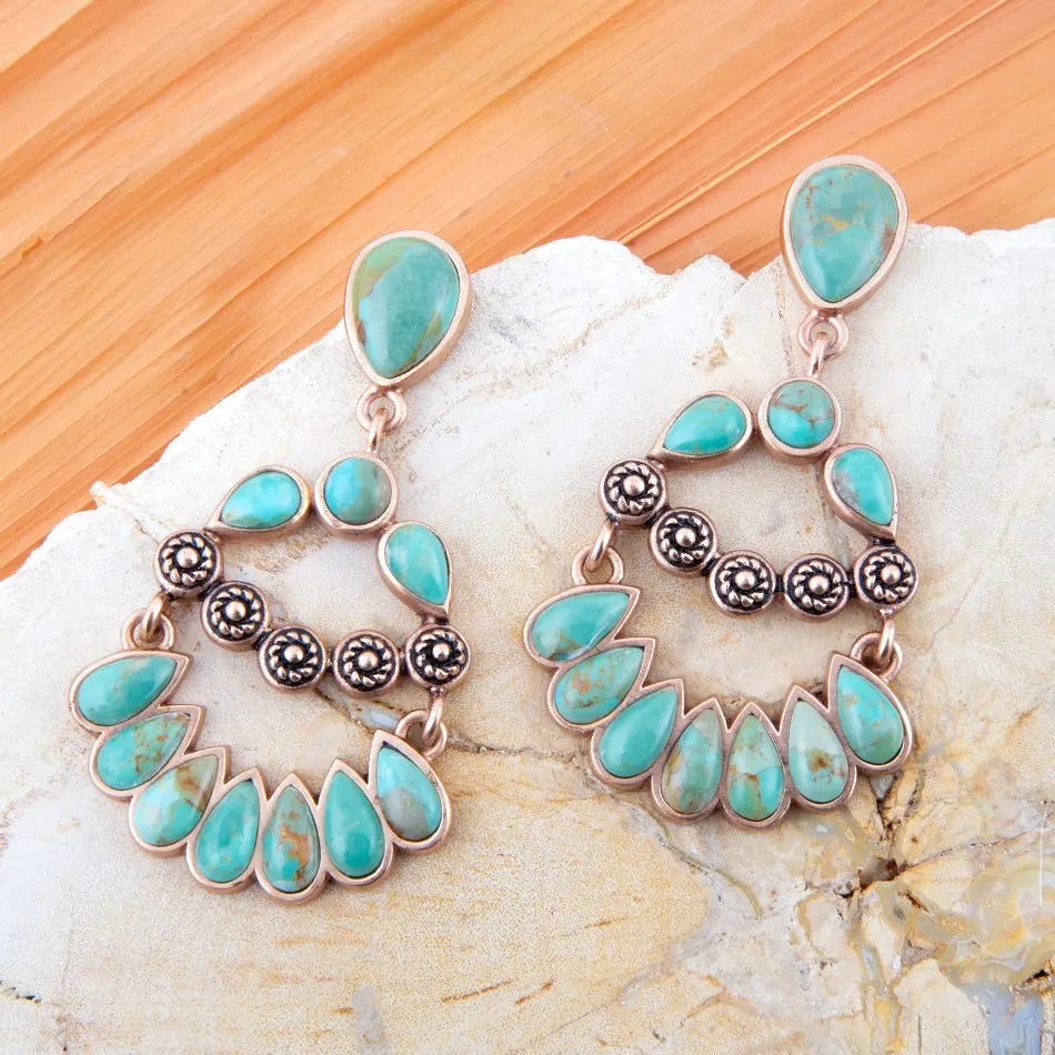 Botanical Green Turquoise Golden Statement Earrings sold by Barse product image thumbnail 4