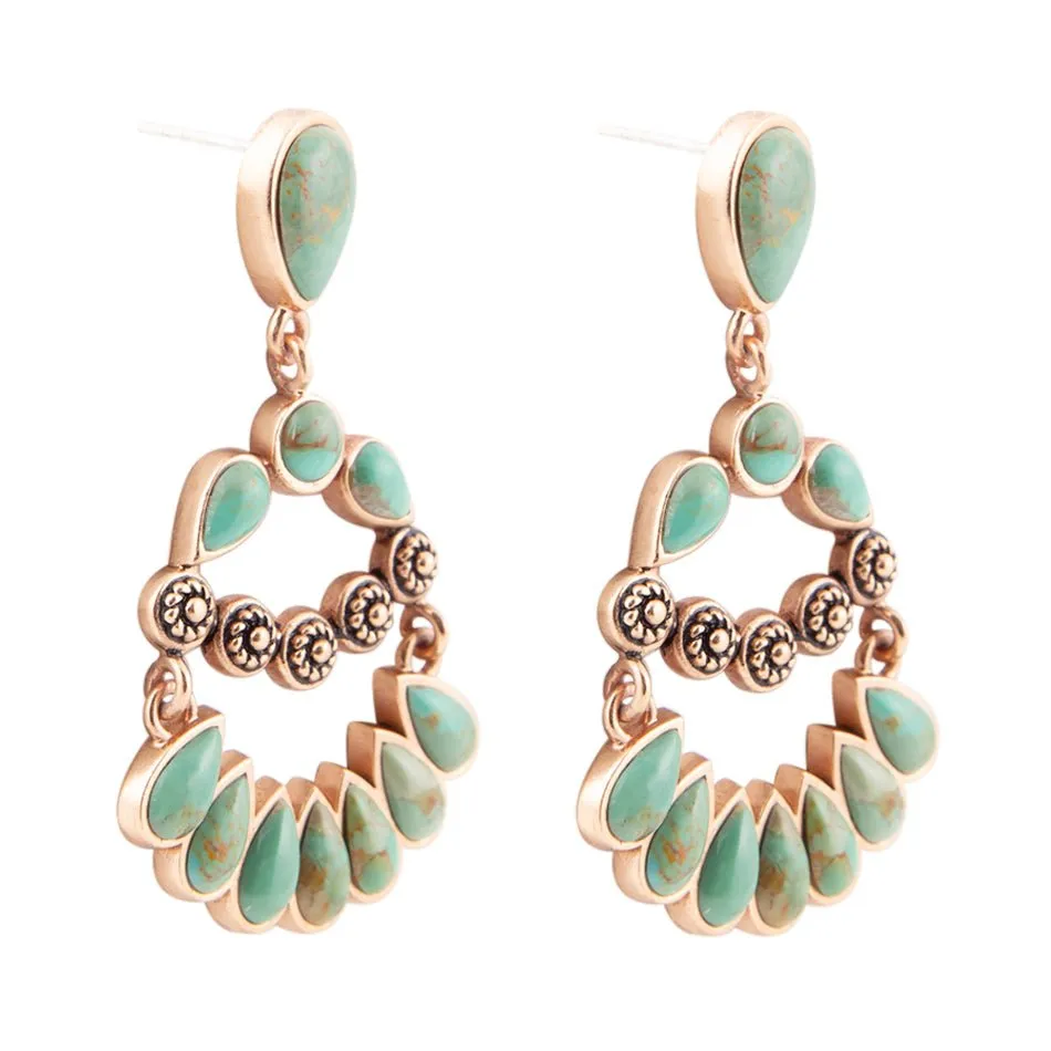 Botanical Green Turquoise Golden Statement Earrings sold by Barse product image thumbnail 3