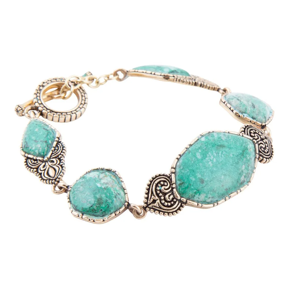 Ikkat Green Chrysocolla Golden Link Bracelet sold by Barse product image thumbnail 3