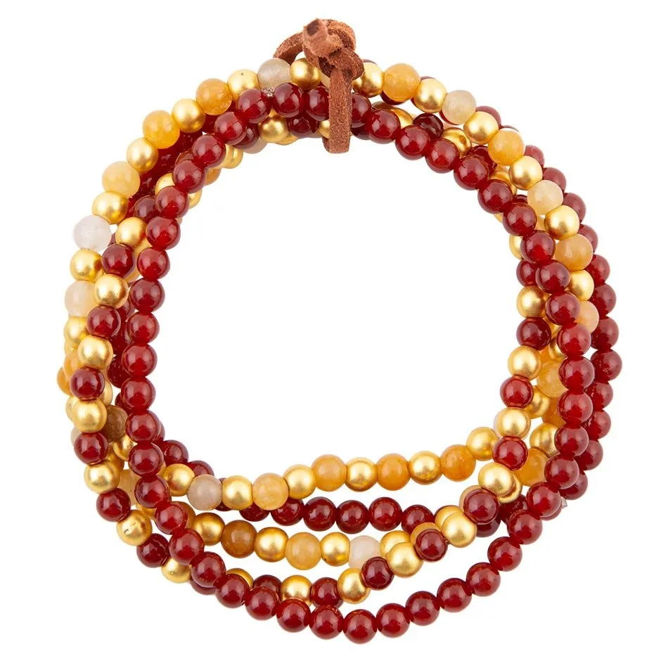 Red Carnelian and Yellow Jade Golden Stretch Bracelet Set sold by Barse product image thumbnail 4