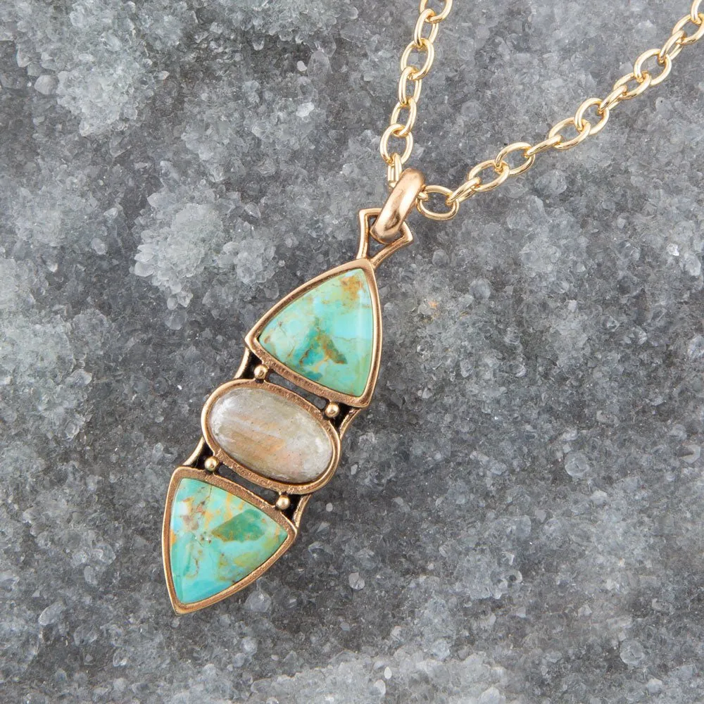 Labradorite and Turquoise Pendant Necklace sold by Barse product image thumbnail 2