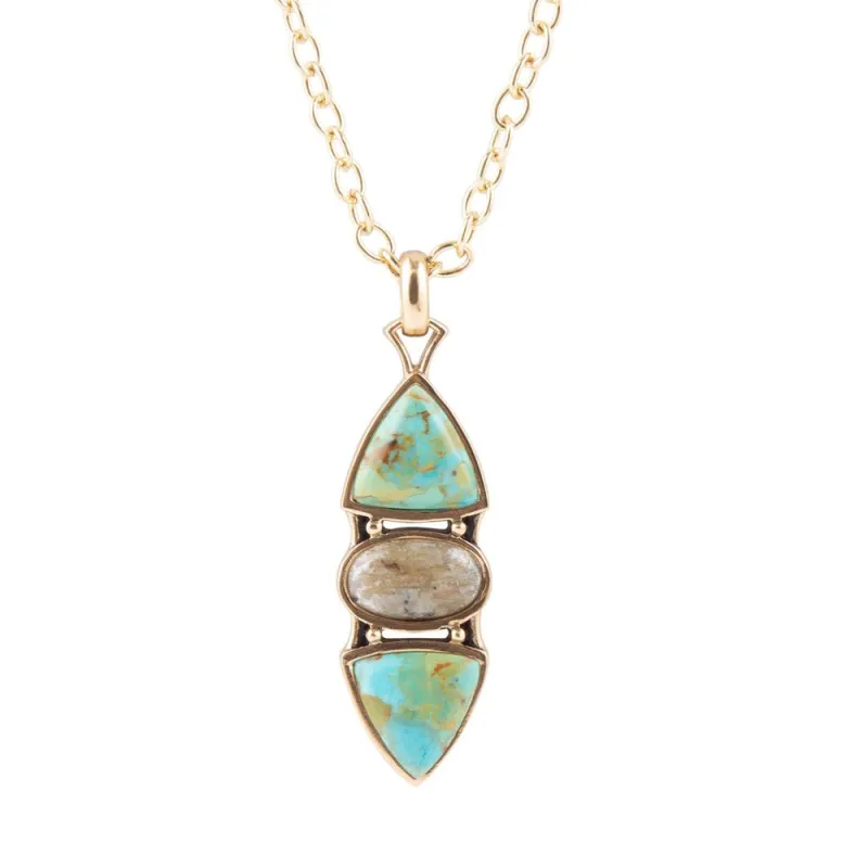Labradorite and Turquoise Pendant Necklace sold by Barse