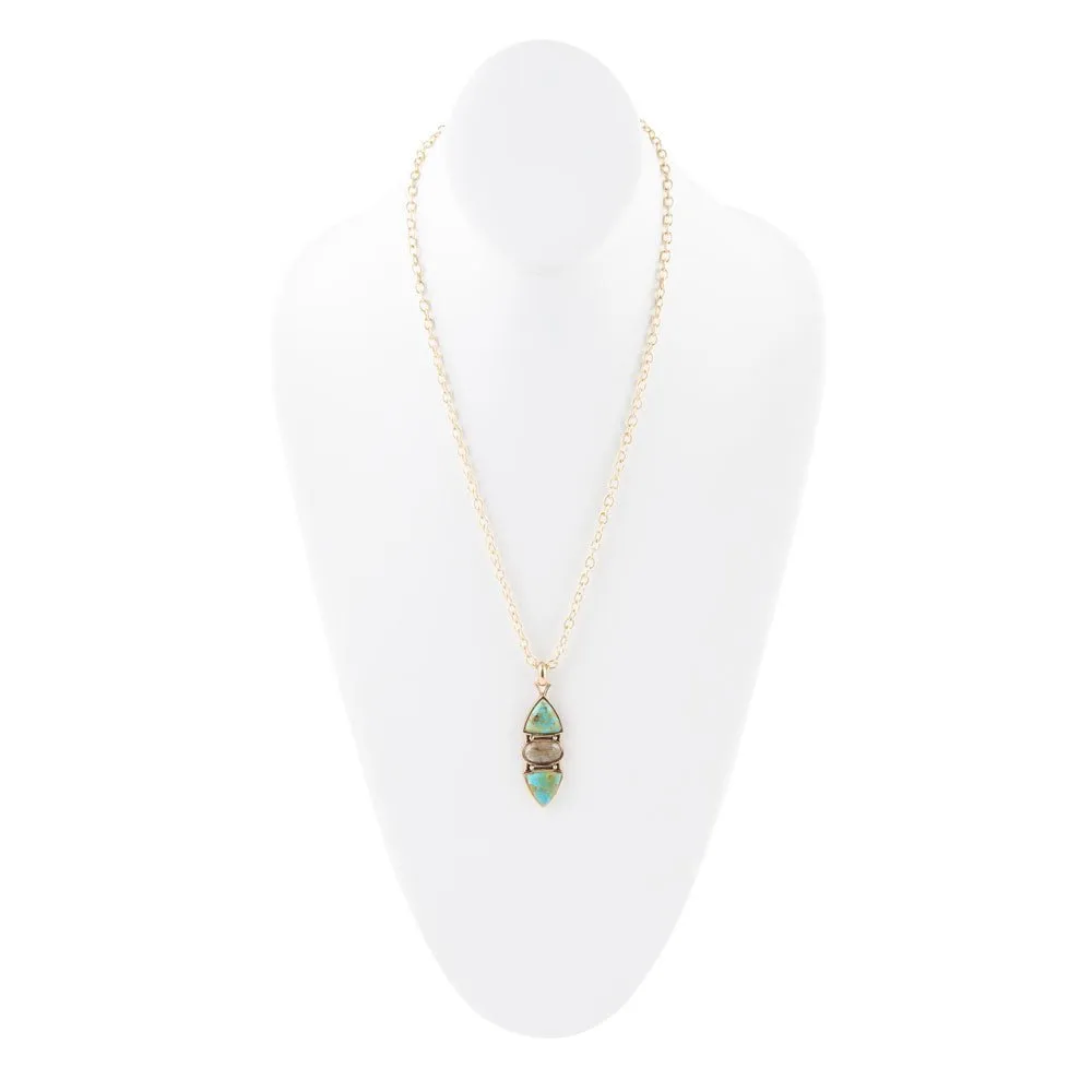 Labradorite and Turquoise Pendant Necklace sold by Barse product image thumbnail 3