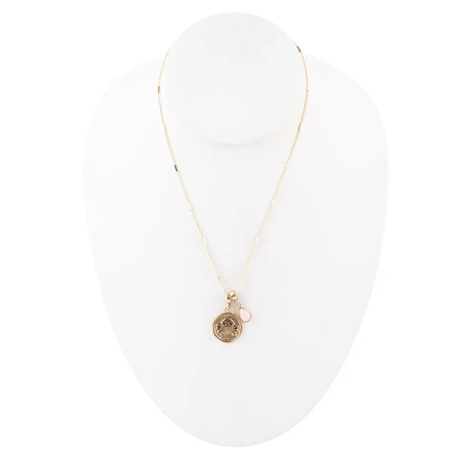 Cancer - Zodiac Pink Opal Golden Charm Necklace sold by Barse product image thumbnail 4