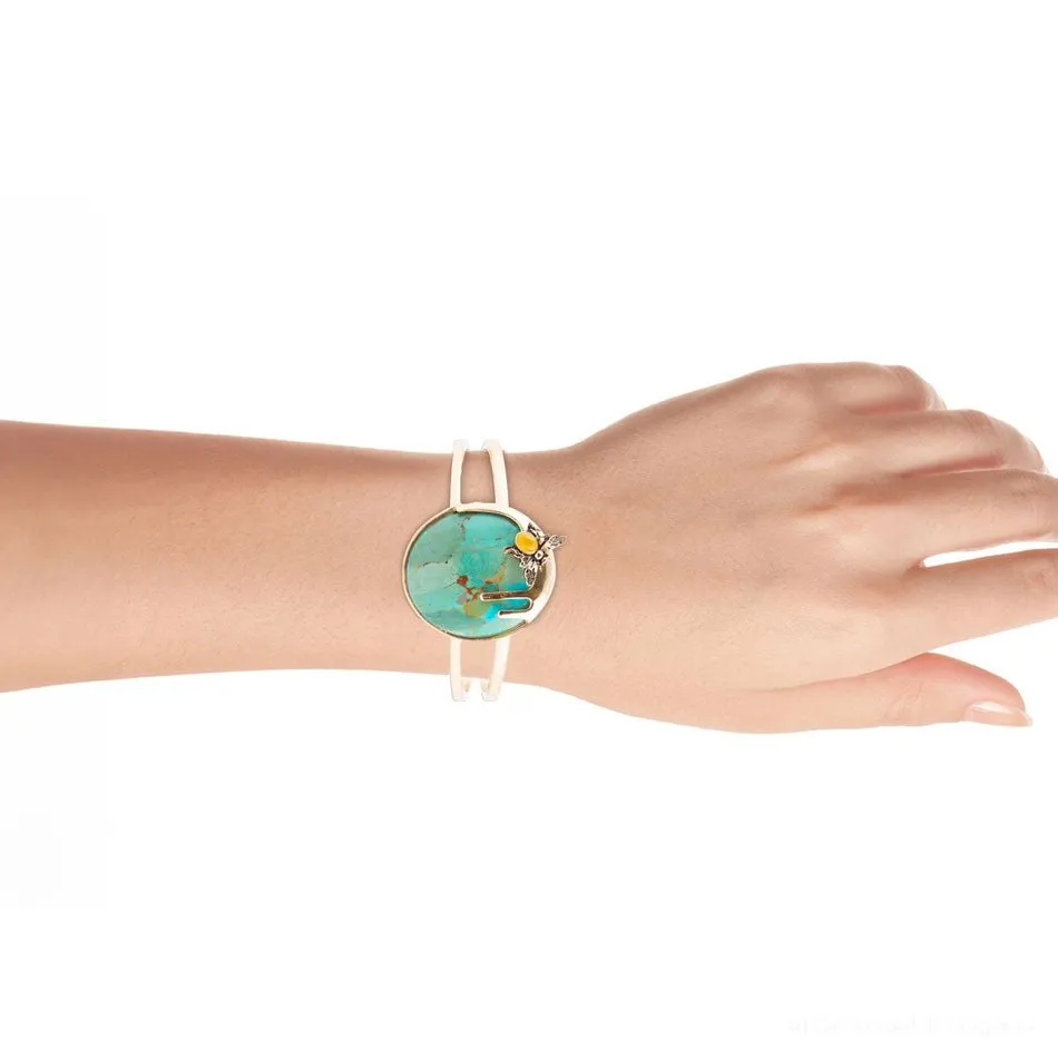 Honey Bee Blue Turquoise Golden Cuff Bracelet sold by Barse product image thumbnail 5