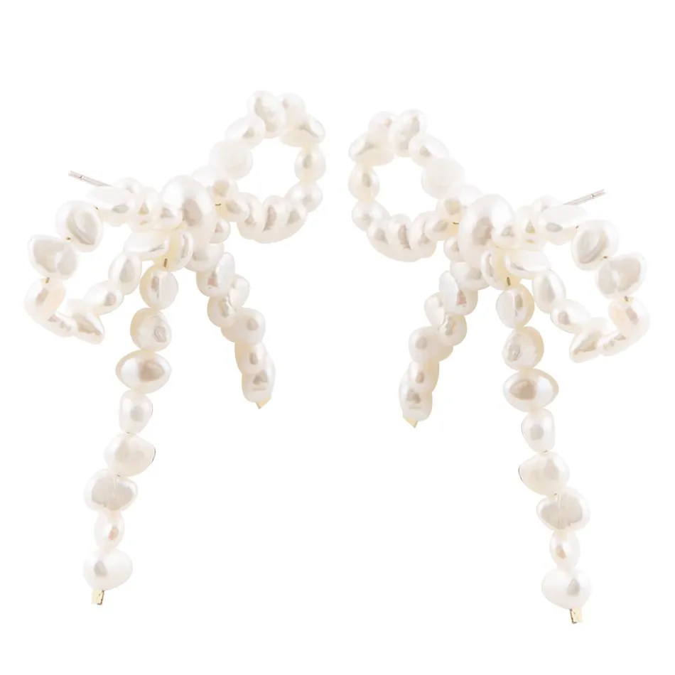 Freshwater White Pearl Bow Post Earrings sold by Barse product image thumbnail 5