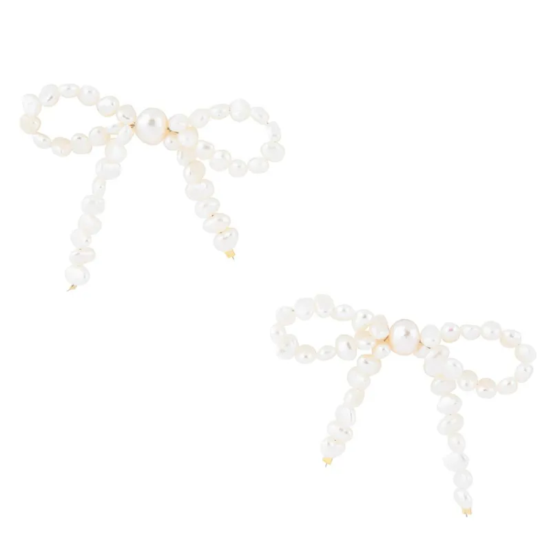 Freshwater White Pearl Bow Post Earrings sold by Barse