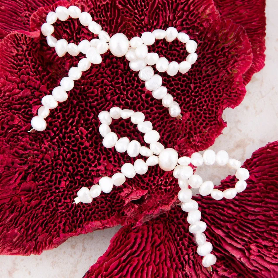 Freshwater White Pearl Bow Post Earrings sold by Barse product image thumbnail 3