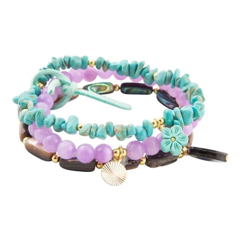 Aruba Blue and Purple Stretch Bracelet Set sold by Barse