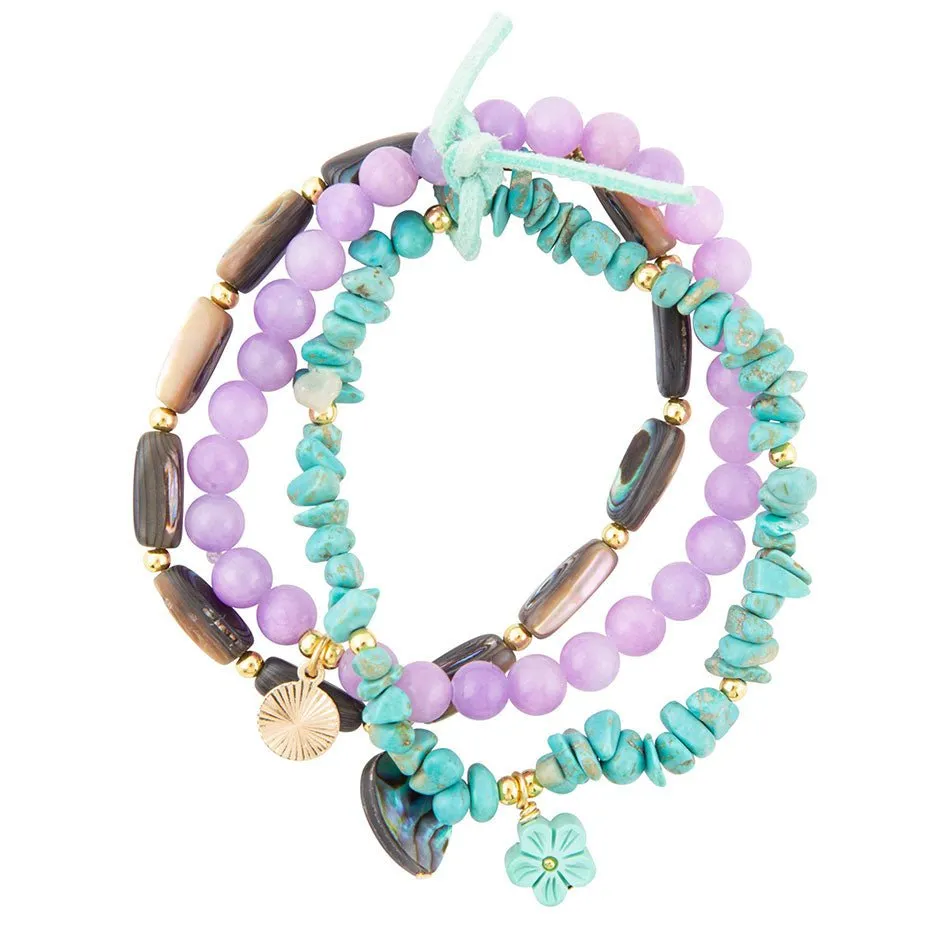 Aruba Blue and Purple Stretch Bracelet Set sold by Barse product image thumbnail 3