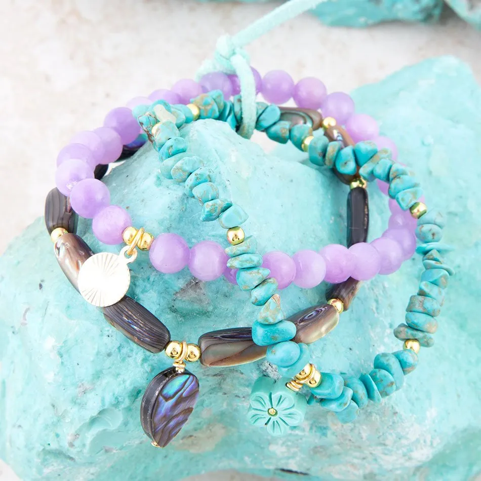 Aruba Blue and Purple Stretch Bracelet Set sold by Barse product image thumbnail 2