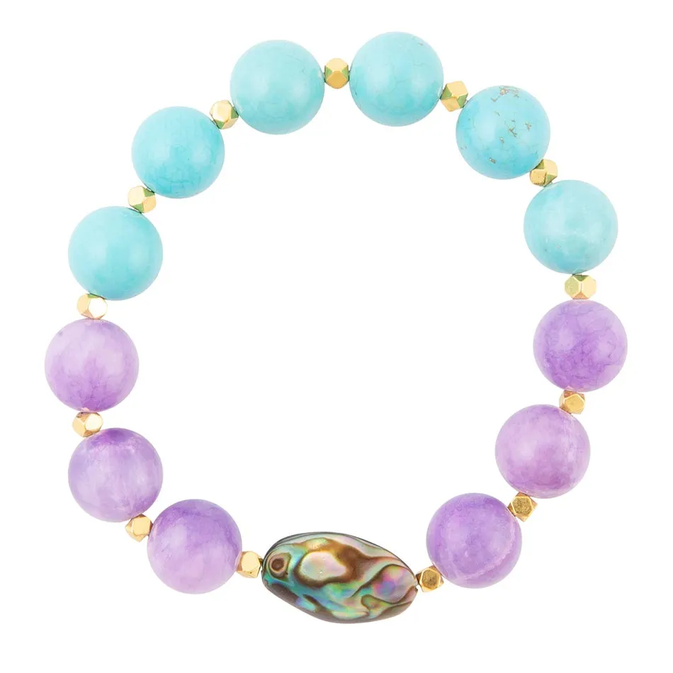 Aruba Blue and Purple Jade Chunky Stretch Bracelet sold by Barse product image thumbnail 3