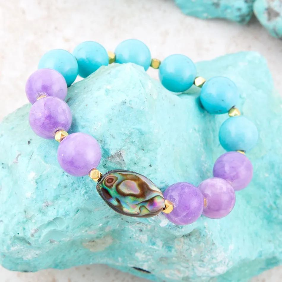 Aruba Blue and Purple Jade Chunky Stretch Bracelet sold by Barse product image thumbnail 2