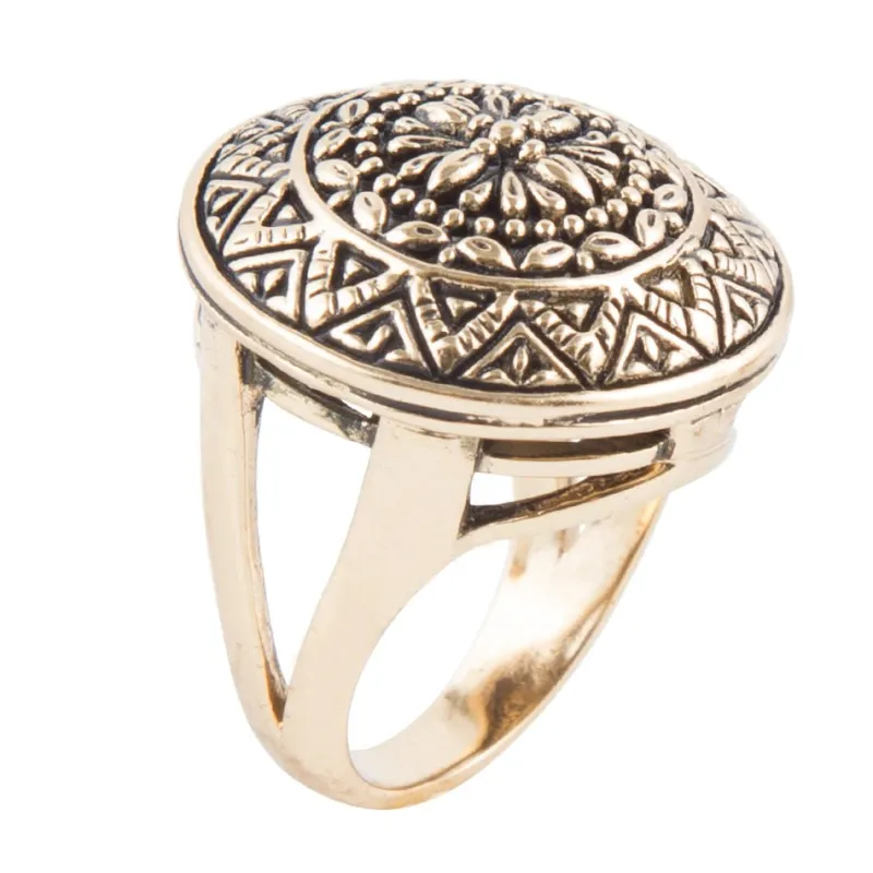 Engraved Golden Bronze Statement Ring sold by Barse