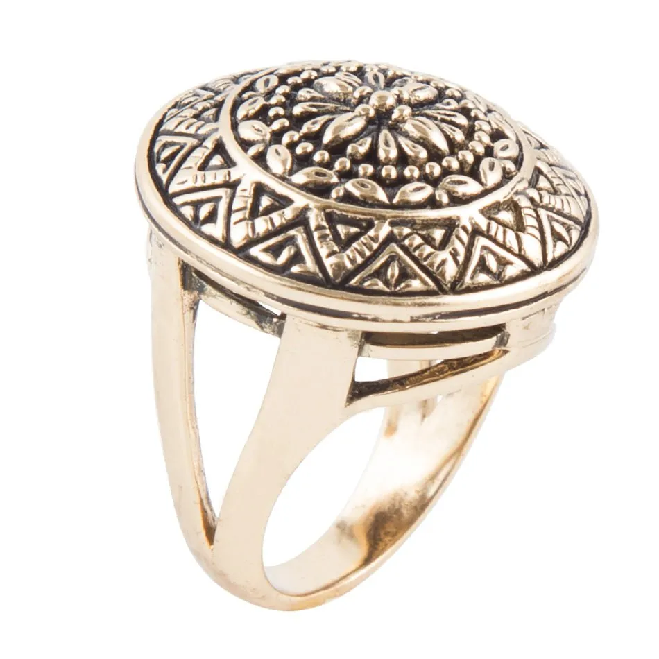 Engraved Golden Bronze Statement Ring sold by Barse