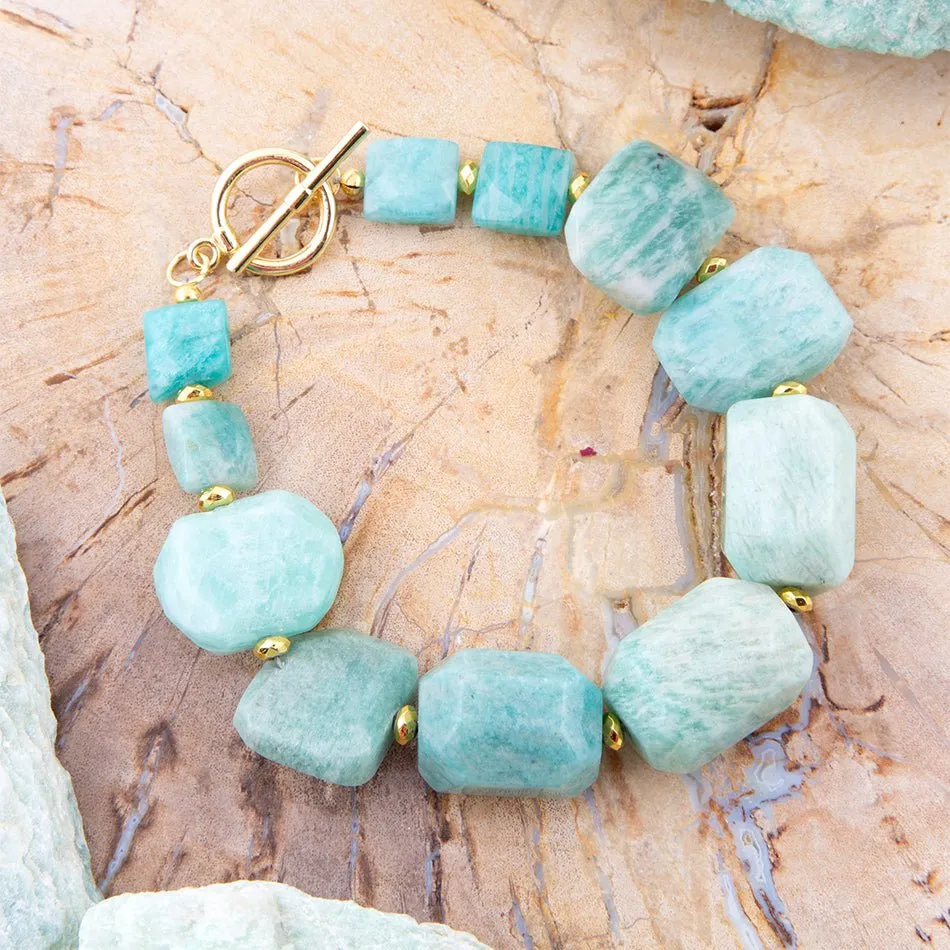 Chunky Green Amazonite Golden Toggle Bracelet sold by Barse product image thumbnail 3