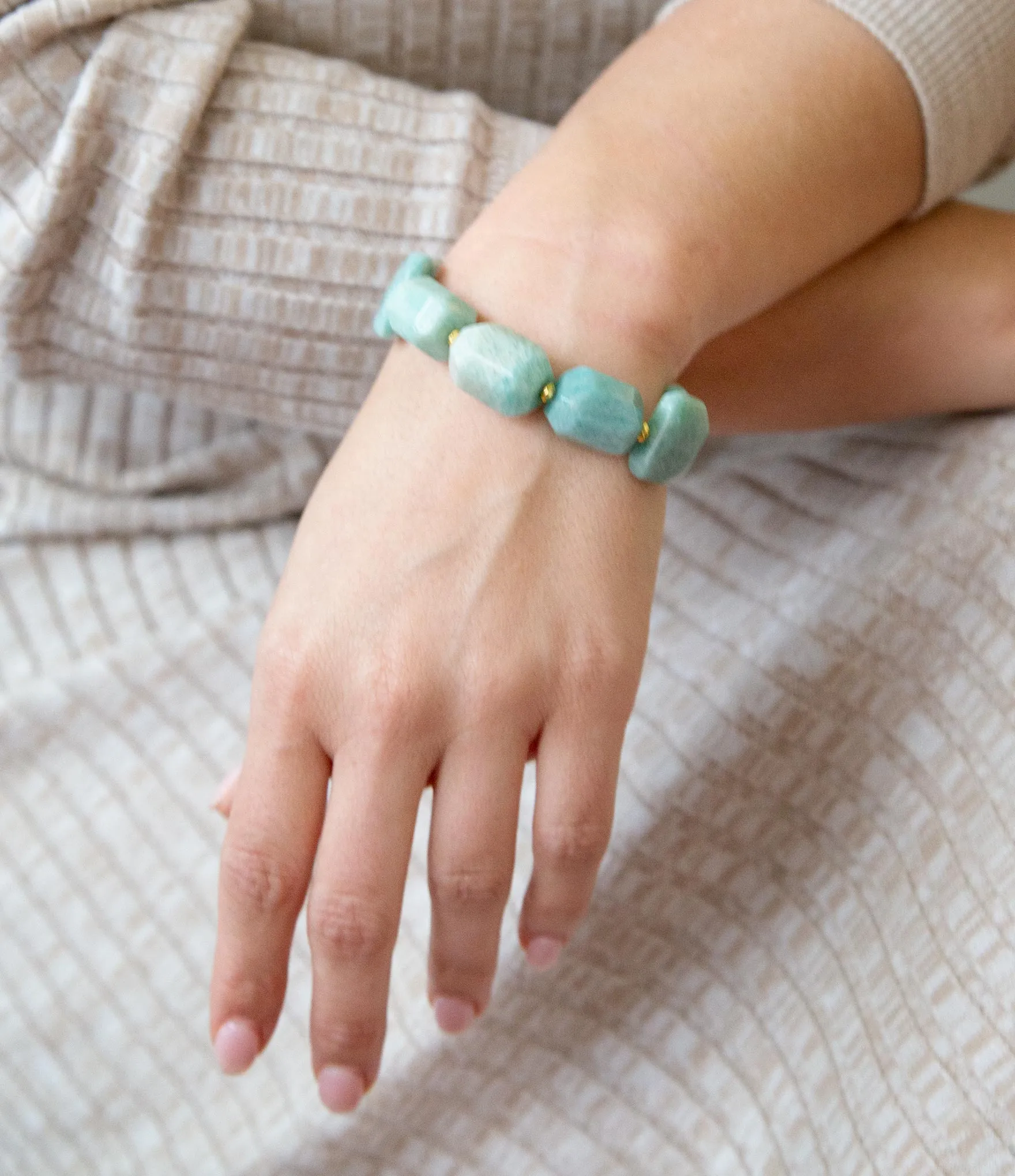 Chunky Green Amazonite Golden Toggle Bracelet sold by Barse product image thumbnail 2