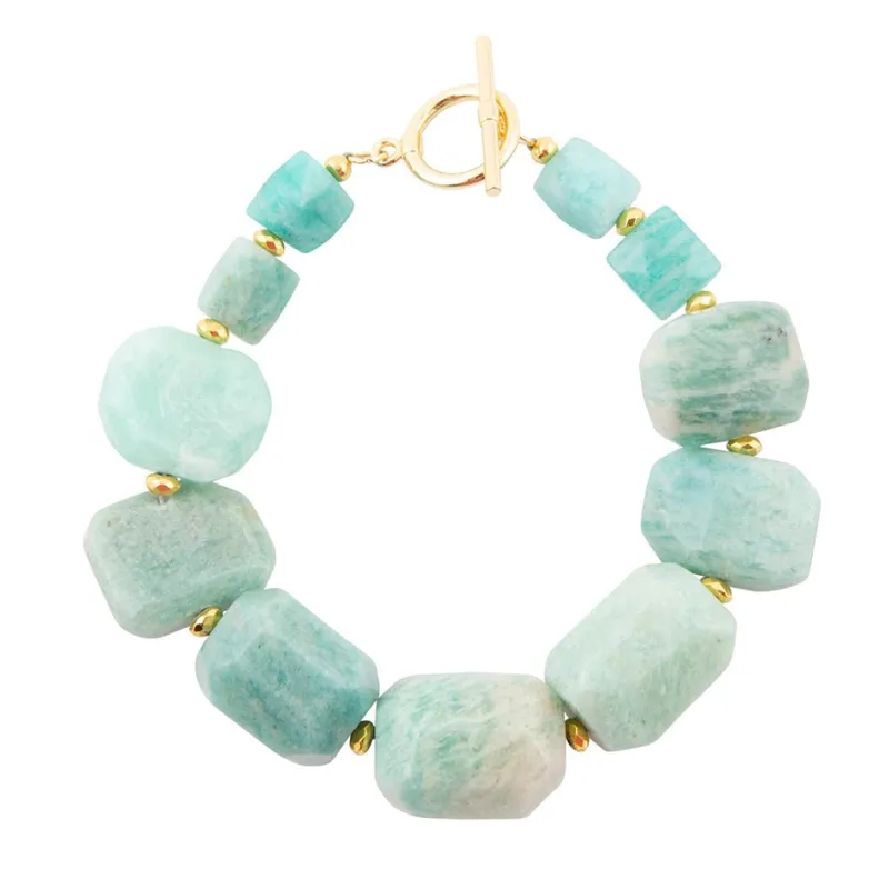 Chunky Green Amazonite Golden Toggle Bracelet sold by Barse