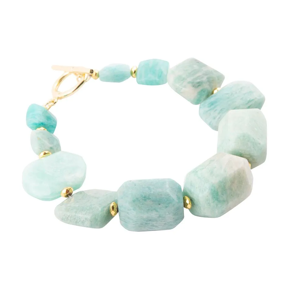 Chunky Green Amazonite Golden Toggle Bracelet sold by Barse product image thumbnail 4