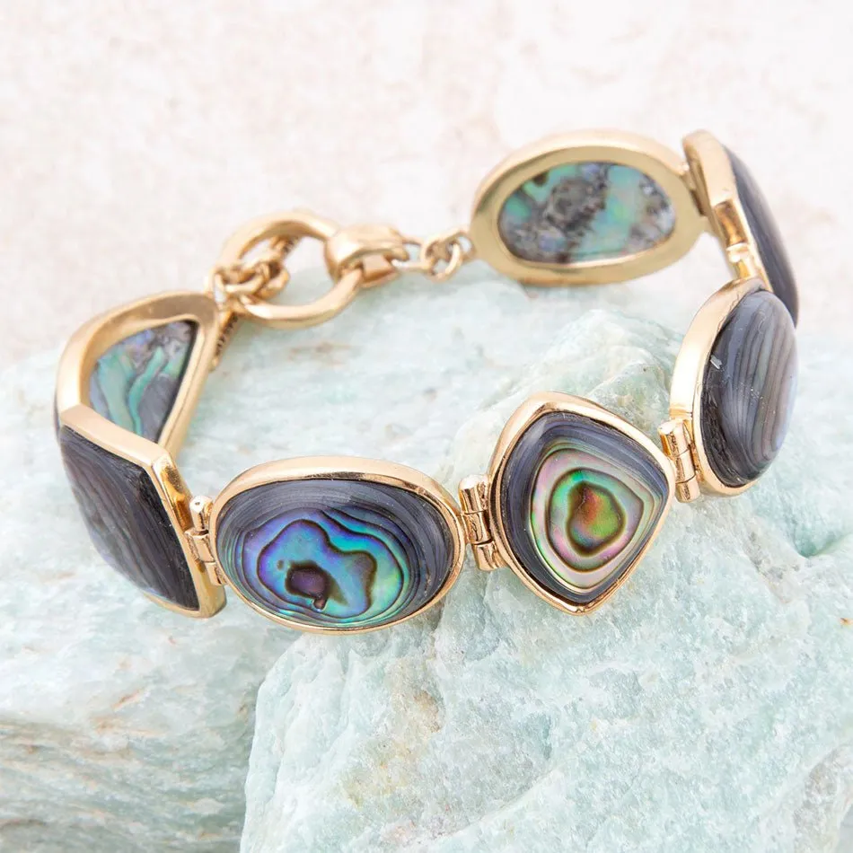 Shapes of Blue and Green Abalone Golden Link Bracelet sold by Barse product image thumbnail 2